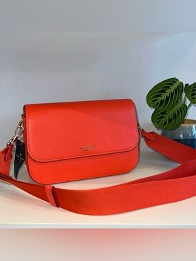 kate spade Buddie Smooth Leather Medium Satchel Magma Orange NWT